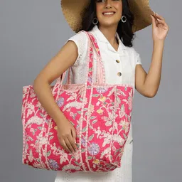 HANDICRAFT PALACE Floral Printed Structured Pure Cotton Tote Bag-image-17