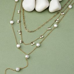AMI Women Gold-Plated Beaded Layered Necklace and Earrings-79