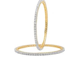 Shining Jewel - By Shivansh Set Of 2 Gold-Plated Gold Stone-Studded Bangles-image-16