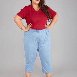 CUPID Women Blue Plus Size Capris-image-46