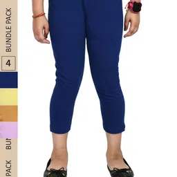 IndiWeaves Girls Pack Of 4 Pure Cotton Capris-image-126