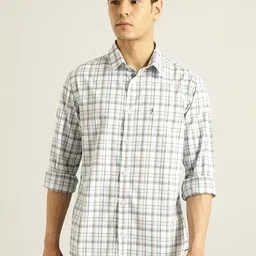 Indian Terrain Chiseled Slim Fit Tartan Checks Pure Cotton Casual Shirt-image-71