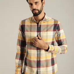 Indian Terrain Chiseled Slim Fit Tartan Checked Pure Cotton Casual Shirt-image-57
