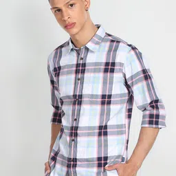 Flying Machine Slim Fit Tartan Checked Pure Cotton Casual Shirt-picture-11
