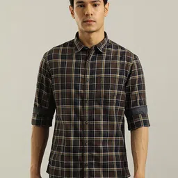 Indian Terrain Chiseled Slim Fit Checked Pure Cotton Casual Shirt-image-65