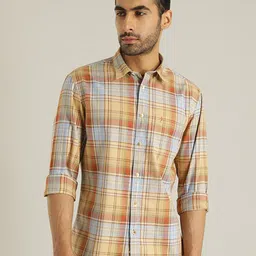 Indian Terrain Chiseled Slim Fit Opaque Tartan Checked Pure Cotton Casual Shirt-image-34