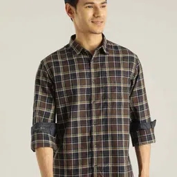 Indian Terrain Chiseled Slim Fit Tartan Checked Pure Cotton Casual Shirt-image-66