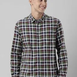 Indian Terrain Chiseled Tartan Checked Pure Cotton Slim Fit Casual Shirt-image-43