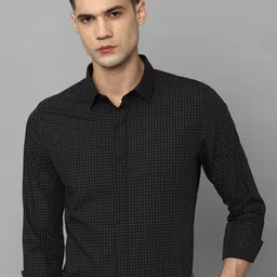 Louis Philippe Slim Fit Grid Tattersall Checks Opaque Checked Pure Cotton Formal Shirt-image-36