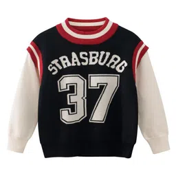 StyleCast Boys Black & White Typography Printed Cotton Pullover Sweater-picture-57