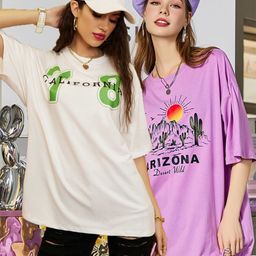 Christy World Women Pack of 2 Printed Oversized Cotton T-shirts-image-79