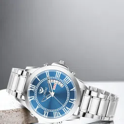 LORENZ Men Brass Patterned Dial & Bracelet Style Straps Analogue Multi Function Watch MK-4032R-11