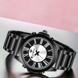 LORENZ Men Brass Patterned Dial & Bracelet Style Straps Analogue Multi Function Watch MK-4033R-13