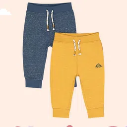 mothercare Infant Boys Pack of 2 Pure Cotton Joggers in Navy Blue & Mustard Yellow-picture-23