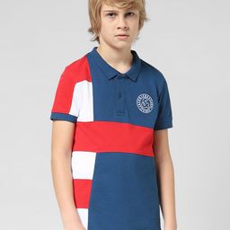 Jack & Jones Junior Boys Colourblocked Polo Collar Pure Cotton Slim Fit T-shirt-image-54