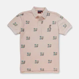 Gini and Jony Boys Peach-Coloured Printed Polo Collar T-shirt-picture-18