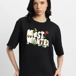 MISCHIEF MONKEY Printed Round Neck Short Sleeves Cotton T-shirt-image-77