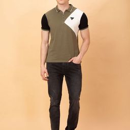 Being Human Men Colourblocked Polo Collar Monochrome Applique T-shirt-picture-1
