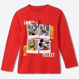 YK Disney Boys Mickey Mouse Printed Round Neck Long Sleeves Pure Cotton Regular T-shirt-53