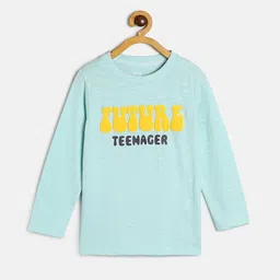 MINI KLUB Boys Blue Typography Printed Organic Cotton T-shirt-image-18