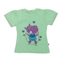 Nino Bambino Kids Green & Purple Printed Puff Sleeves Pure Organic Cotton T-shirt-image-27