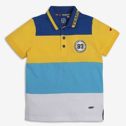 Ed-a-Mamma Boys Colourblocked Polo Collar Bio Finish Applique T-shirt-image-84