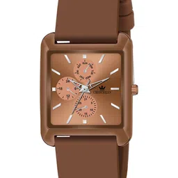 CRESTELLO Men Embellished Dial & Bracelet Style Straps Analogue Watch CR-G032SLC-BRWN-42
