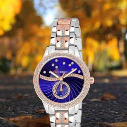 Curren Unisex Embellished Dial & Bracelet Style Straps Analogue Watch CR-1342-TT-Blue-4