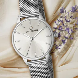 CARLINGTON Women Silver-Toned Bracelet Style Straps Analogue Watch CT2007-79