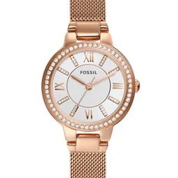 Fossil Women White Embellished Dial& Rose Gold-Plated Analogue Watch ES5111-image-96