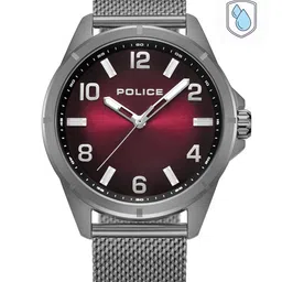 Police Men Red Dial & Silver Toned Bracelet Style Straps Analogue Watch PLPEWJG0018302-42