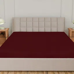 CURIOUS LIFESTYLE Maroon Water Proof Terry Cotton Double Queen Size Mattress Protector-image-11