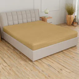CURIOUS LIFESTYLE Beige Water Proof Terry Cotton Double Queen Size Mattress Protector-image-54