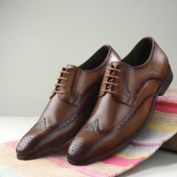 House of Pataudi Men Patterned Genuine Leather Formal Brogues-picture-16