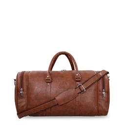 Leather World Unisex Tan Brown Solid Large Duffel Bag-27