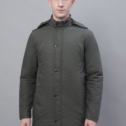 HOUSE OF VEDAS Men Olive Green Lightweight Longline Outdoor Puffer Jacket-20