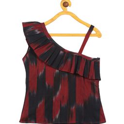 Resha Black & Maroon Tie and Dye Ruffles Top-picture-58