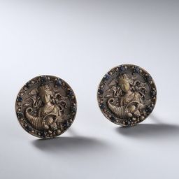 COSA NOSTRAA Metallic & Antique Gold Virgo Zodiac Engraved Round Cufflinks-image-11