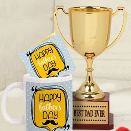 TIED RIBBONS Gold & Yellow Father's Day Gift Trophy with Coffee Mug & Card Set-image-64