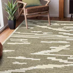 saraswatii global Beige Geometric Woolen Hand Tufted Rug Carpet-1