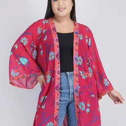 SHAYE Plus Size Printed Longline Shrug-38