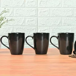 Femora Black 4 Pcs Ceramic Glossy Mugs 360 ML-57