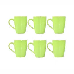 Femora Green 6 Pcs Ceramic Glossy Mugs 360 ML-50