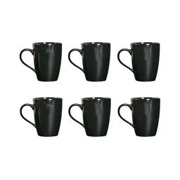 Femora Black 6 Pcs Ceramic Glossy Mugs 360 ML-32