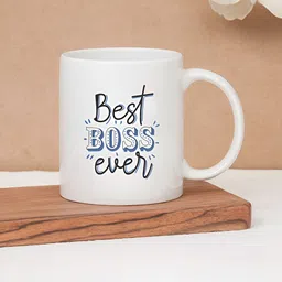 CLAY CRAFT White & Blue Text or Slogans Printed Ceramic Glossy Mug 350 ml-image-19