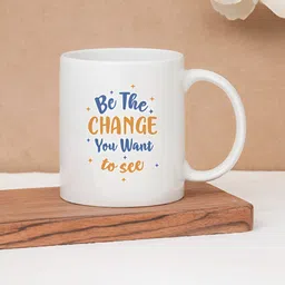 CLAY CRAFT White & Blue Text or Slogans Printed Ceramic Glossy Mug 350 ml-image-73