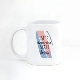 CLAY CRAFT White & Pink Text or Slogans Printed Ceramic Glossy Mug 350 ml-18