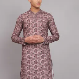 Suktam Trendz Geometric Printed Mandarin Collar Linen Straight Kurta-picture-57