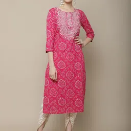 Vastramyaa Bandhani Printed Thread Work Cotton Kurta-image-26