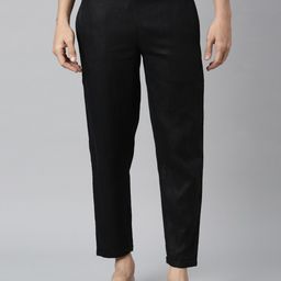 Ecentric Men Black Solid Pure Hemp Sustainable Lounge Pants-image-74